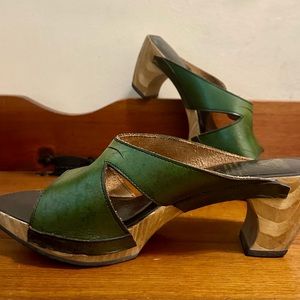 John Fluevog | Shoes | John Fluevog Wooden And Leather Platform Slides 
